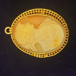 10K Antique Italian Carved Pendant.